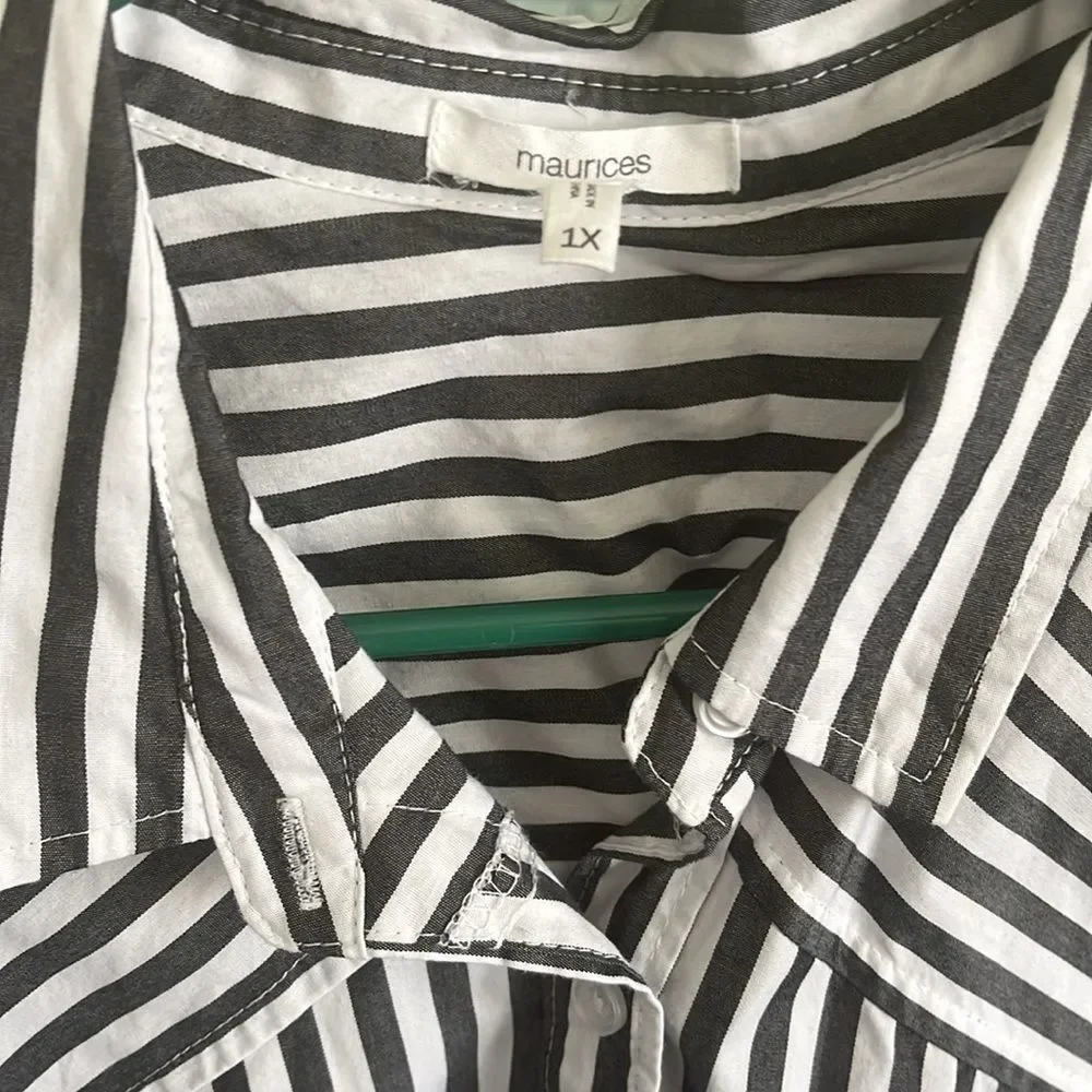 Maurice’s 90s Prep Stripe Button Up Shirt size 1X - Picture 3 of 5
